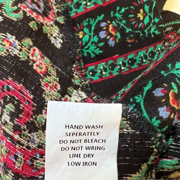 Ritu Kumar Dress Midi Paisley Kurta Viscose Black Green Maroon Size XS Boho - Picture 11 of 12